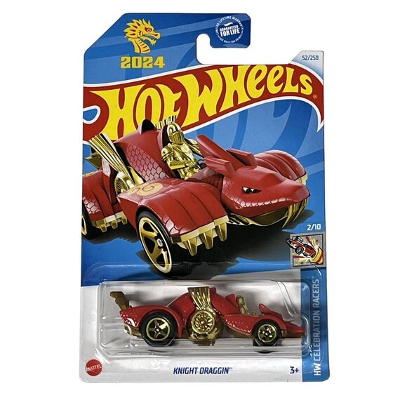 Hot Wheels Knight Draggin – Celebration Racers 2/10, Año Del Dragón, Escala 1:64, Tarjeta Corta, Mattel 2024